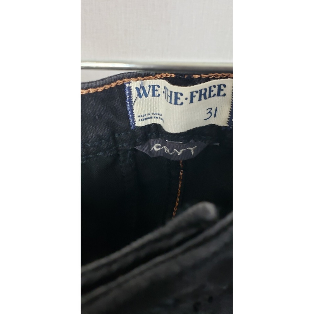 Free People We The Free Midnight Black Jeans 31 Curvy Mona Flare Split Hem NWT - Picture 4 of 11